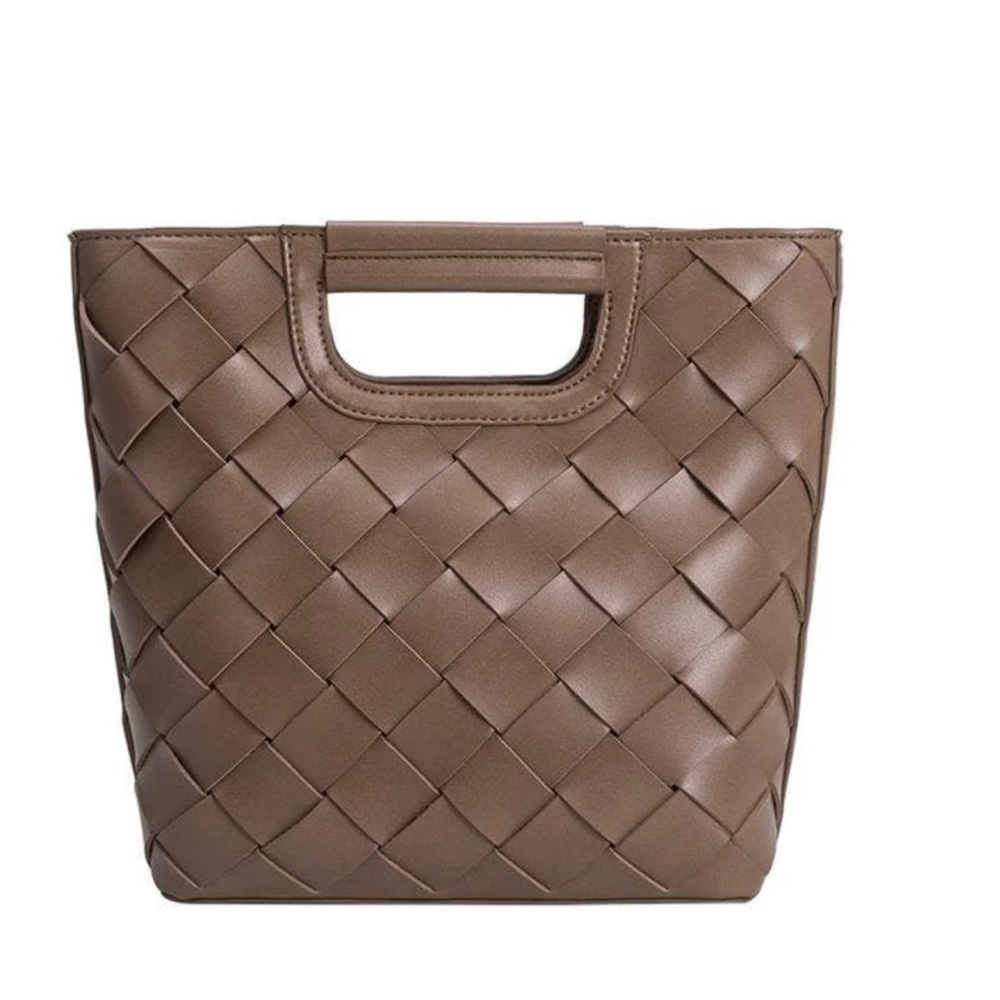 Taupe - Woven Top Handle Bag NWT